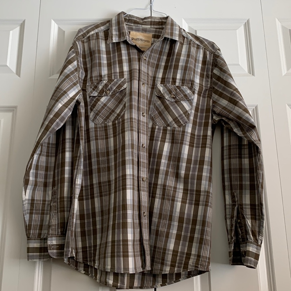 Men’s Rough Hewn brand, long sleeve 100% cotton shirt.